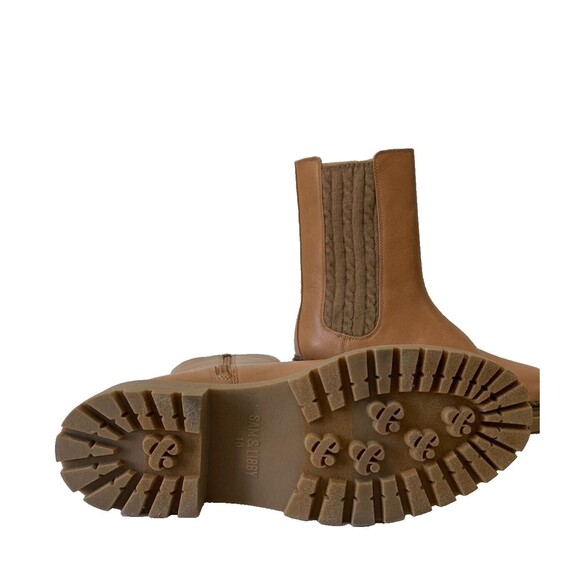 Sam&Libby Scarlett Combat Women's Boot Side Zip Knit Details Brown Size10 - Picture 6 of 8